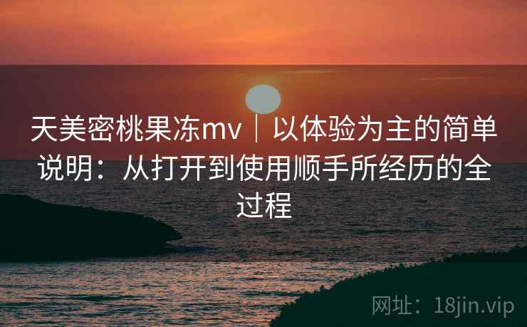 天美密桃果冻mv｜以体验为主的简单说明：从打开到使用顺手所经历的全过程  第1张